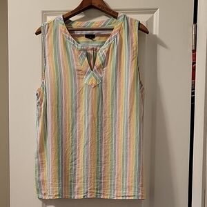 Talbots Yellow and Blue Sleeveless Tank Top